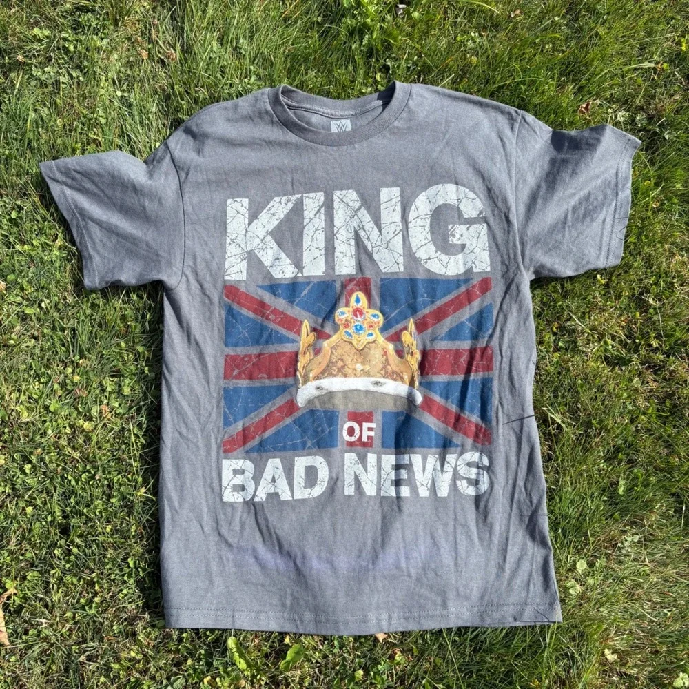WWE King Barrett Bad News Union Jack Graphic T Shirt Mens Medium